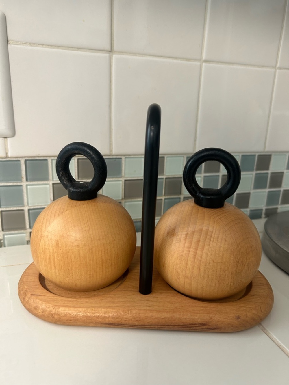 vintage bodum ball boy salt and pepper mill set